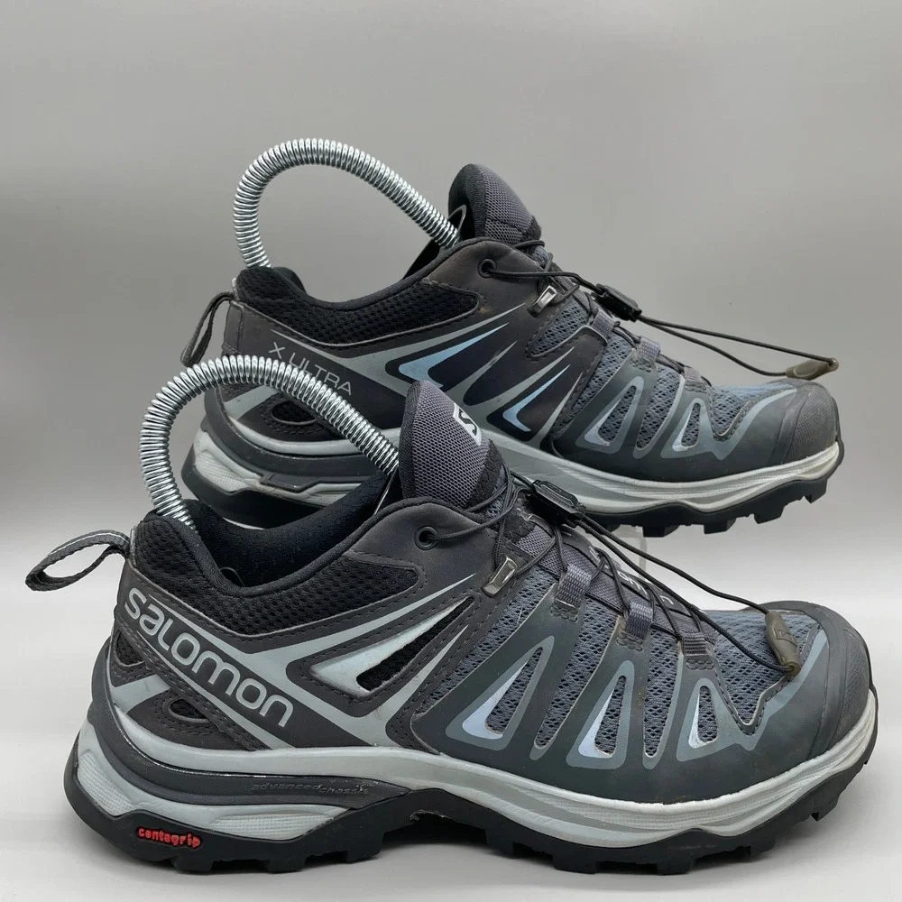 Salomon X Ultra 3 Hiking Shoes Womens 6 Grey Black Trail Running Low Top